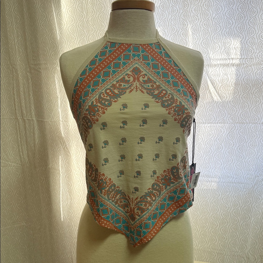 LDS ROCK&ROLL Scarf Print Tank “Turquoise”
